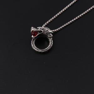 Vintage In Acciaio A Catena In Argento Anello del Drago Del Pendente Della mano Della Collana Della Lega di NA032 - Product Image 5