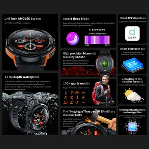 Reloj inteligente deportivo con certificación CE FCC Rohs C25 AMOLED para Bluetooth Al Voice Assistant Relojes impermeables con Da Fit - Product Image 2