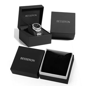 Custom Premium Handmade Luxury <b>Black</b> PU Leather Travel <b>Watch</b> Box Premium Gift Packaging for Quartz <b>Watches</b> - Product Image 2