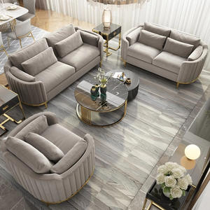 Bộ ghế sofa văng hiện đại phong cách Bắc Âu bằng vải nhung, nội thất phòng khách, phù hợp với căn hộ nhỏ, kết hợp ghế 1, 2, 3 chỗ ngồi, ghế sofa sang trọng - Product Image 1