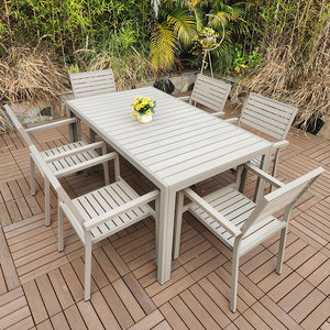 Simple Villa Outdoor Garden Leisure Balcony Cafe Homestay <strong>Tables</strong> Chairs Plastic Wood Courtyard Furniture Lightweight Hotel - Product Image 6