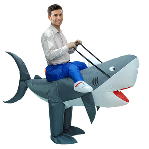 Costume de requin bleu dernier cri pour <span class=keywords><strong>homme</strong></span>, taille unique, convient à la plupart des ballerines gonflables pour la mascotte d'Halloween - Product Image 4