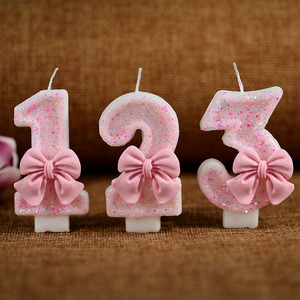 Candela digitale creativa-candela di compleanno del nodo della farfalla rosa della giovane ragazza-candela della novità di celebrazione di anniversario di compleanno 0-9 - Product Image 1