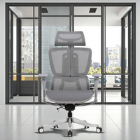 Chaise de bureau exécutive moderne hautement réglable en maille, ergonomique, avec base pivotante en métal et aluminium, roulettes en PA/PU, inclinaison à 4 positions