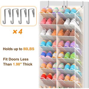 Over The Door <b>Shoe</b> Organizer 20 Pockets Breathable Mesh Hanging Rack For Closet Storage <b>Shoes</b> Holder White - Product Image 5