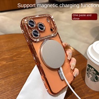 Coque de téléphone portable de luxe transparente en TPU électroplaqué avec anneau magnétique, antichoc, souple, couleur bordeaux, pour iPhone 18 17 Pro Max