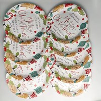 Ensemble de vaisselle jetable à thème holly pour Noël, assiettes en papier, fournitures pour fêtes de famille, décoration de table pour la maison, fête de Noël