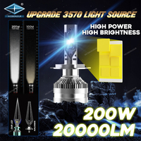 Lampu depan LED Super terang 200W, lampu depan H7 H4 HB3 HB4 6500K cahaya putih Canbus siap tanpa kesalahan untuk mobil kondisi baru