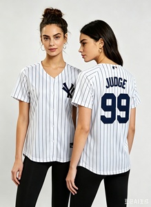 Jersey de Béisbol a Rayas de los New York Yankees de Alta Calidad, Estilo Americano, el Más Vendido para Mujer # 99 Juez - Product Image 4