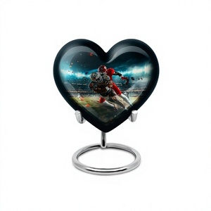10-inch Aluminium Heart Football Memorial <b>Urn</b> for Human Ashes Decorative <b>Large</b> Heart <b>Urn</b> With Stand & Free Velvet Bag - Product Image 1