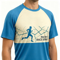 T-shirt de sport pour homme en polyester léger, respirant, à séchage rapide, col rond, pour la course à pied, sublimation, vente en gros
