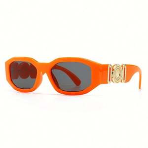 Gafas de Sol Cuadradas Poligonales Rojas y Naranjas con Marco Pequeño y Protección UV400, Diseño Vintage de Moda con Logotipo Personalizado, Gran Venta 2021 - Product Image 4