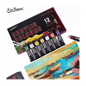ज़िन बोवेन 12रंग 12एमएल आर्टिस्ट पेंट न्यू ऐक्रेलिक पेंट ट्यूबल उच्च गुणवत्ता वाले बॉक्स ऐक्रेलिक कलर पेंट सेट