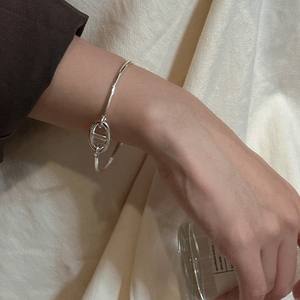 Bracelet de mode de style coréen en argent sterling S925 Design de nez de cochon lourd avec des bijoux de chaîne et de lien de texture simple - Product Image 4