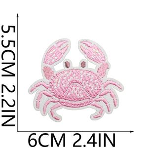 Iron on Embroidered pink Style Beach Time Sea Star Boots Howdy Sea House Crab Dolphin Patch for Clothing <b>Hat</b> <b>Bag</b> Decoration - Product Image 4