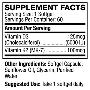 Cápsulas Blandas de Vitamina D3 K2 OEM ODM 5000UI 100mcg 60 Unidades a Granel Marca Privada - Product Image 2