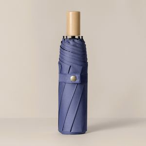 Parapluie pliant chinois haut de gamme à 3 sections, 8 baleines, manche en bois, résistant au vent, avec support en fibre et cordon de transport - Product Image 2