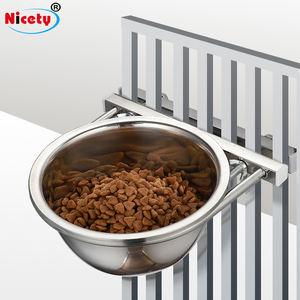 Tigela de Aço Inoxidável Reforçada com Borda Arredondada e Gancho para Pendurar, para Alimentação de Gatos e Cães em Canil, Caixa ou Gaiola - Product Image 1