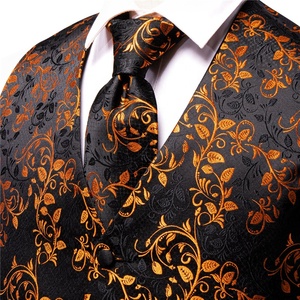 <span class=keywords><strong>Plus</strong></span> <span class=keywords><strong>Size</strong></span> oro uomo scollo a v Jacquard vestito gilet moda formale Slim Fit Business abito gilet con gemelli cravatta Hanky - Product Image 4