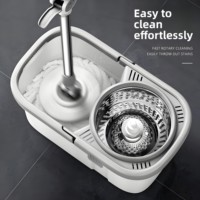 Seau à serpillière rotatif à 360 degrés en acier inoxydable, auto-essoreur, écologique, avec serpillière plate, capacité 700 ml – Vente en gros usine, best-seller