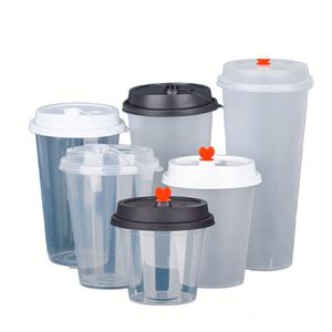 Vasos de PP Resistentes y Transparentes de 16 oz, Gruesos y Antiderrames, con Tapas Planas para Cafeterías Profesionales y Negocios de Té Boba - Product Image 1