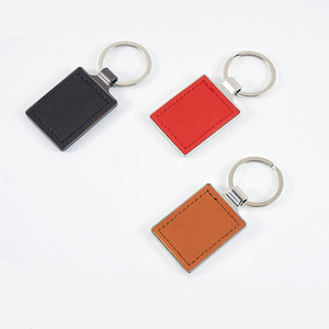 Eco-Friendly Premium Leather Compass Insert Square Keychain