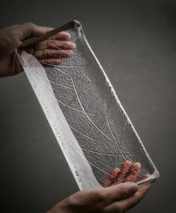 Plato de Cena Rectangular Transparente de Cristal Japonés de Lujo, con Esmalte de Color, Ecológico, con Incrustaciones Doradas, para Aperitivos, Frutas, Postres, Sushi - Product Image 3