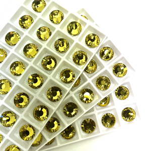 นำ<span class=keywords><strong>โชค</strong></span> K9คริสตัลสีเหลืองมะนาวทรงกลม12มม. เงางามเป็นพิเศษเย็บบนพลอยเทียมสำหรับรองเท้าชุดเดรส - Product Image 4