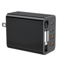 Chargeur mural rapide 50W 4 ports (2 USB-C, 2 USB-A) avec câble USB-C rétractable pour iPhone, Samsung, tablette - Compact - Vente en gros