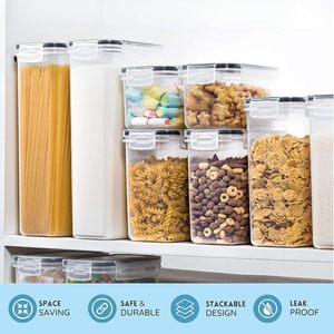 Juegos de contenedores de almacenamiento de alimentos secos, caja hermética de plástico para contenedores de cereales para despensa y organizador de cocina - Product Image 4
