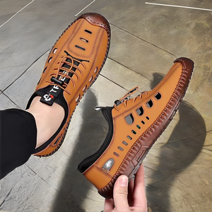 <b>Closed</b> <b>Toe</b> Microfiber Leather Upper Breathable Anti-Slippery Casual Flat Mens TPR Outsole Outdoor Sports <b>Sandals</b> for Men Summer - Product Image 2