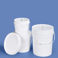 Seau en plastique PP gradué avec couvercle à vis, qualité alimentaire, 5L, 10L, 20L, 25L, pour l'emballage de crème glacée, de fromage, de fruits et de boissons