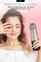 Microphone à condensateur sans fil portable, haut-parleur karaoké, réduction du bruit, léger, lumières LED pour karaoké, YouTube, podcast