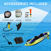 Kayak à pédales pour 2 personnes, canoë pliable, bateau gonflable pour eaux vives et mer, avec accessoires, coque en nylon durable, bonne vessie