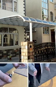 Pérgola Grande de Aluminio, Moderna, Manual, Impermeable, <span class=keywords><strong>para</strong></span> Exteriores, <span class=keywords><strong>Terraza</strong></span>, Jardín, Camping, Balcón, Montada en la Pared - Product Image 5