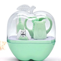 Kit de soin des ongles pour bébé 5-en-1 de haute qualité, forme pomme mignonne, ciseaux de manucure en PP, ensemble de manucure pour tout-petits, garçons et filles, soin du bébé