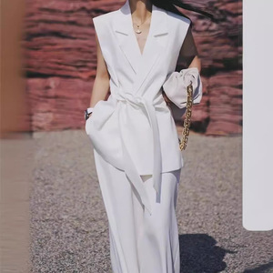 Conjunto de 2 Piezas para Mujer, Pantalones Anchos con Cintura Delgada y Chaleco sin Mangas, Estilo Premium - Product Image 3