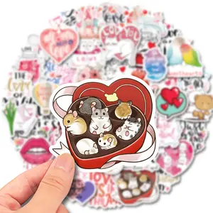 50 Stuks Creatieve Valentijnsdag Stickers Schattige Liefde Stickers Romantische Bekentenis Koffer Laptop Scooter Verwijderbare Stickers