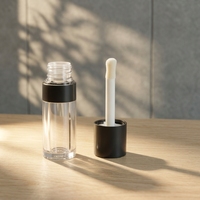 Tube de brillant à lèvres transparent avec grand applicateur, personnalisable avec logo, emballage vide en plastique pour gloss, tube cosmétique étanche et écologique