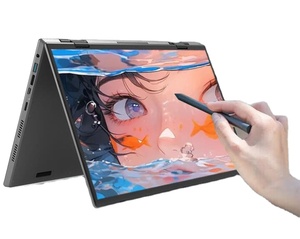 Màn Hình Kép 14 + 14 Inch Máy Tính Xách Tay Mỏng Và Ánh Sáng Kinh Doanh Máy Tính Xách Tay Màu Xanh Răng Bàn Phím 360 Độ Lật Máy Tính Xách Tay - Product Image 5