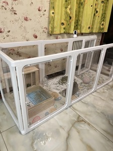 Clôture pour chien de petite et moyenne taille transparente <span class=keywords><strong>2026</strong></span>, <span class=keywords><strong>cage</strong></span> pour animaux de compagnie d'intérieur avec fermeture à bouton, fonction anti-évasion, en plastique et verre - Product Image 4