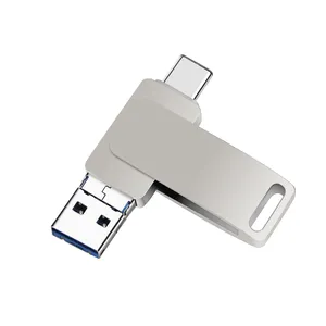 Telefoon Computer 64Gb 128Gb 256Gb Metalen Draaibare U-Disk Custom Usb 3.0 Usb C Type C pormo Geschenken Usb Flash Drive