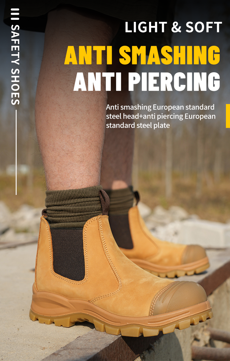 ZG L601 Men's Chelsea Safety Boots - Genuine Leather, Steel Toe