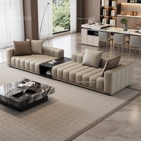 Ensemble de canapés en cuir véritable à motif clavier de piano, en forme de L, en cuir de vachette pleine fleur, design italien minimaliste, personnalisable, haut de gamme