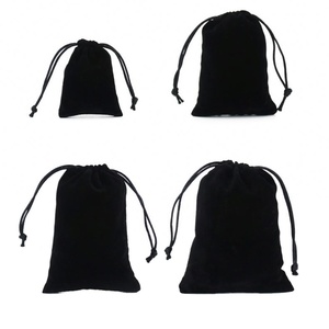 Bolsa de Almacenamiento de Terciopelo Negro Reciclable con Cordón, Bolsa Suave para Empaque de Gafas, Logotipo Personalizado con Serigrafía, Venta al Por Mayor - Product Image 1