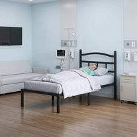 Fabrikverkauf: Einzelbett mit Eisenrahmen, Kopfteil und leerer Verpackung – ideal für Hotels, Krankenhäuser, Apartments, Suiten und Schulen