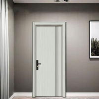 Porte d'entrée en bois de luxe pour villa, maison moderne, entrée principale extérieure, porte en bois massif avec verre et serrure intelligente