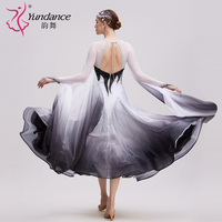 B-24198 nouveauté robe de danse de salon standard internationale robe de danse de salon de haute qualité noir blanc ombré perle soie