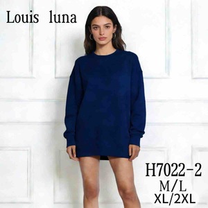 Abito Felpa Oversize Louis Luna Blu Royal M/L XL/2XL da Donna, Autunnale, Girocollo, Manica Lunga, Lavorato a Maglia, 100% Cotone - Product Image 3