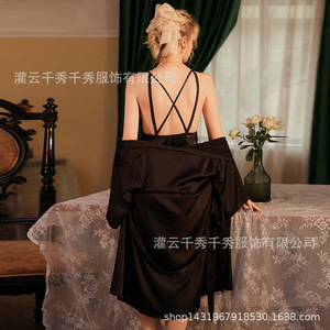 Huaying Four Seasons Sexy Nightgown/Slip Dress New Women's Pajamas/Robe <b>Set</b>, Hollowed-out Temptation, 5376 Euros - Product Image 2